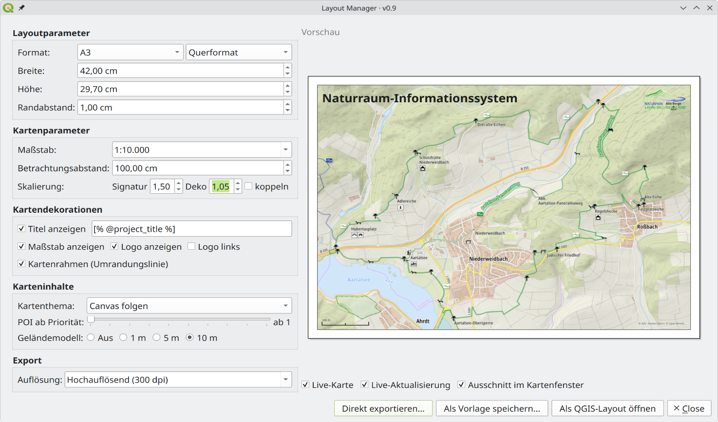 Druckzusammenstellung – QGIS-Layoutmanager