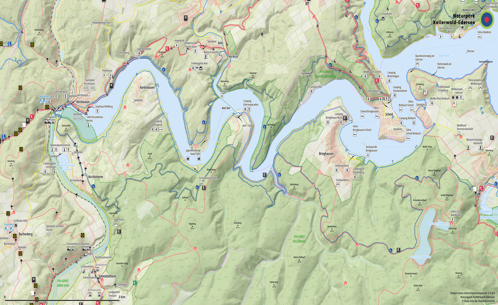 Touristische Karte, Naturpark Kellerwald-Edersee