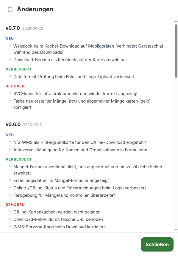 NIS-Field Changelog