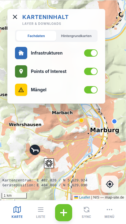 NIS-Field auf dem Smartphone
